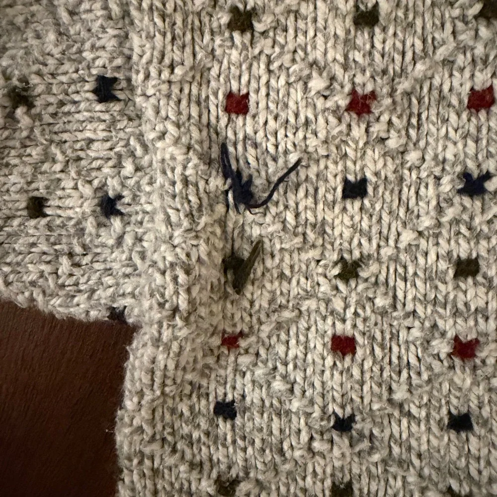Authentic Mens‎ Crew Neck Sweater Speckled Pattern Red Blue Green Accents Size L